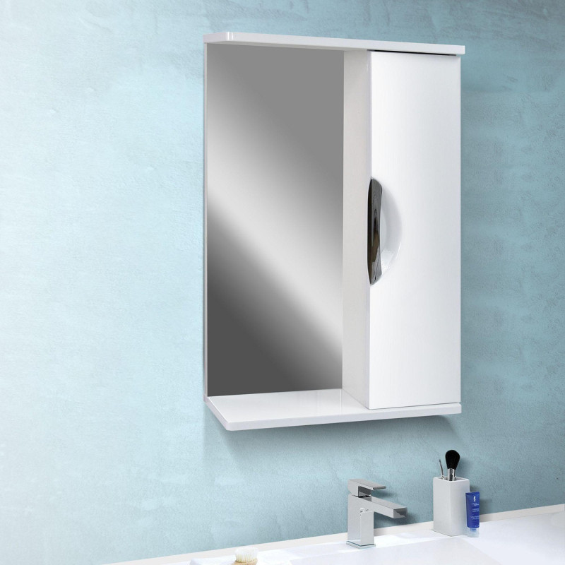 Зеркало TZ_Афина 50 со шкафом, универсальное, белое