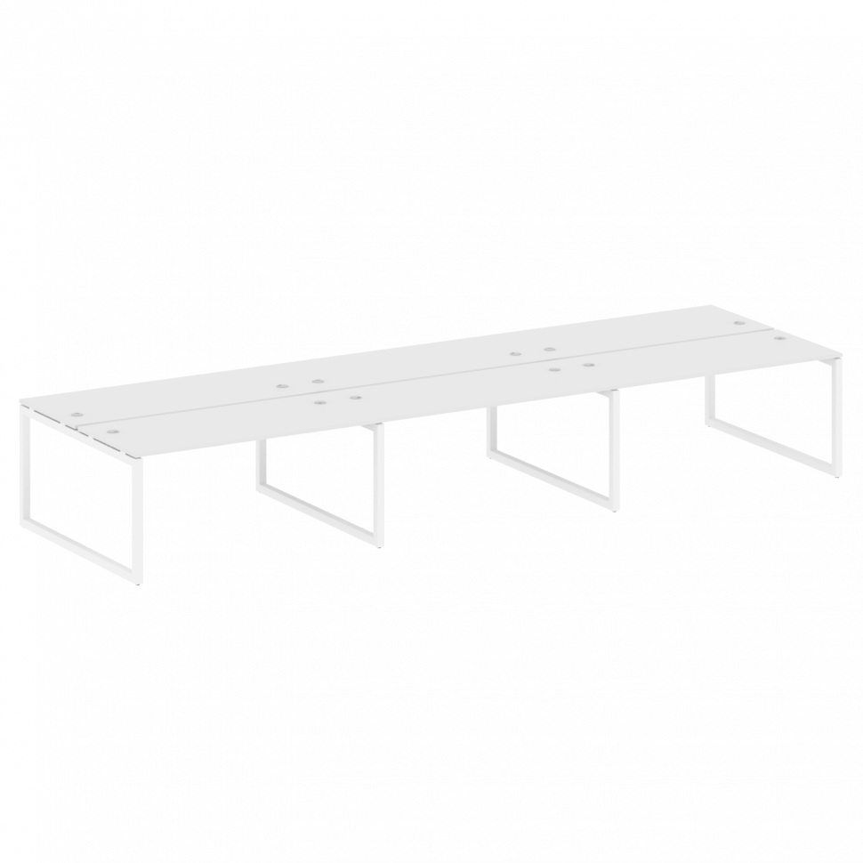 Metal System Quattro Рабочая станция на 6 раб. мест на О-образном м/к 50БО.СМ-6.4 Белый/Металл Белый