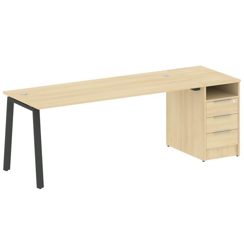 Metal System Рабочая станция с тумбой на А-образном м/к БА.РС-СТП-1.5 Акация Лорка/Металл Антрацит 2