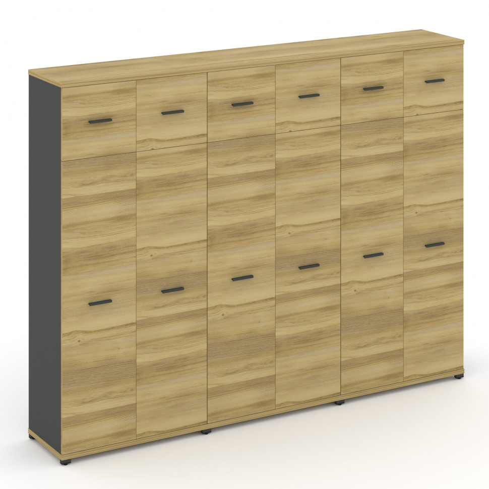 Concept Шкаф 3 широкие секции, 5 ниш CN.STS-537 A Дуб Винченцо/Антрацит/Металл Антрацит 2500*420*192