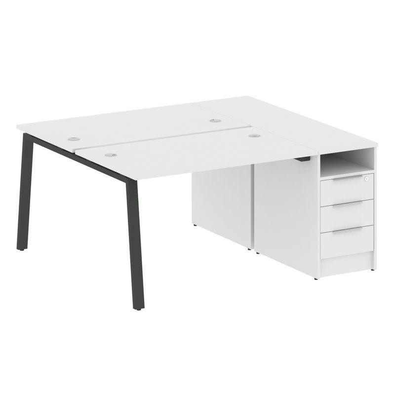 Metal System Рабочая станция с тумбой на А-образном м/к БА.РС-СТП-2.2 Белый/Металл Антрацит 1612*147 Metal System Рабочая станция с тумбой на А-образном м/к БА.РС-СТП-2.2 Белый/Металл Антрацит 1612*147