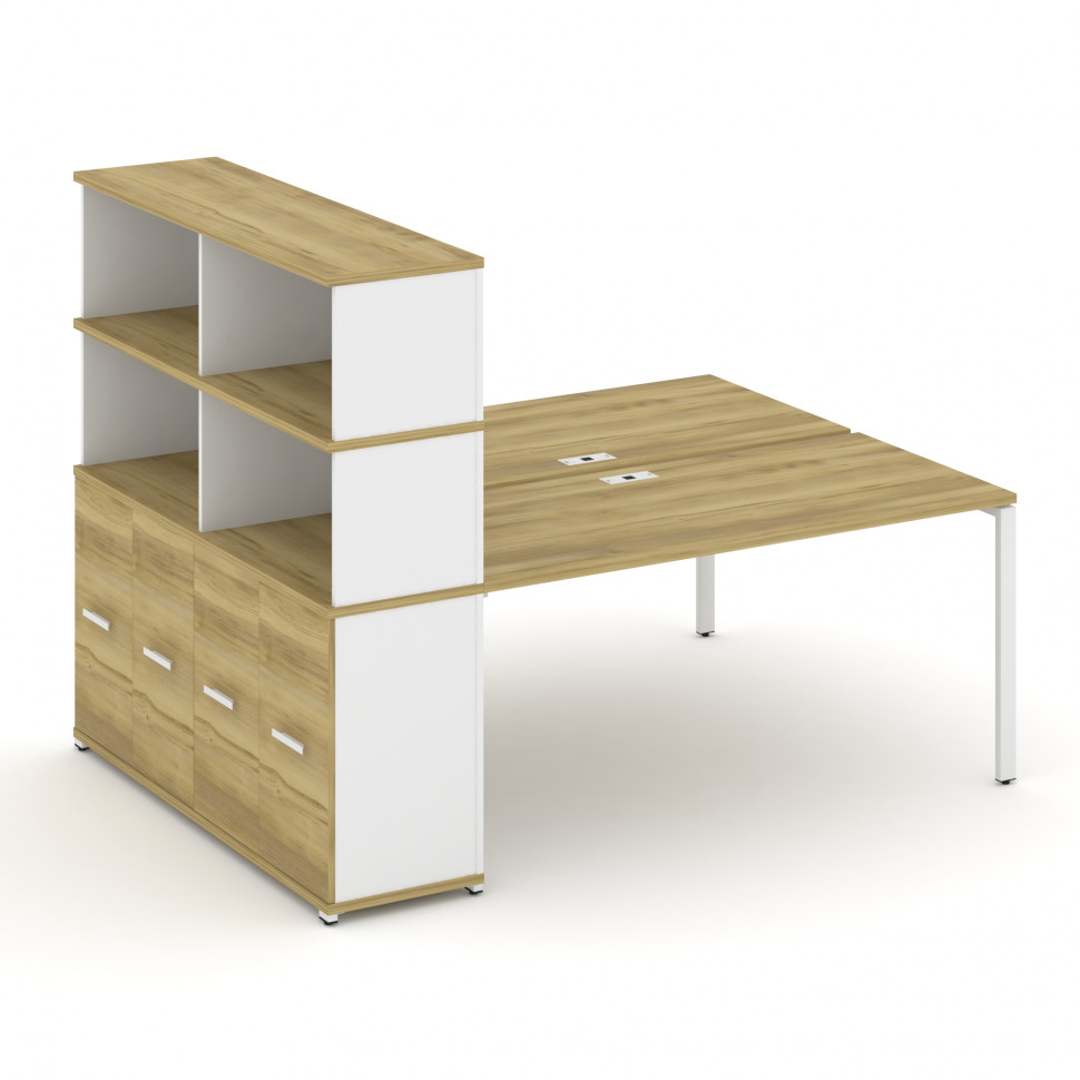 Concept Рабочая станция с опорным распаш. шкафом с надставкой выс. CN.DRS-232 W Дуб Винченцо/Белый Б