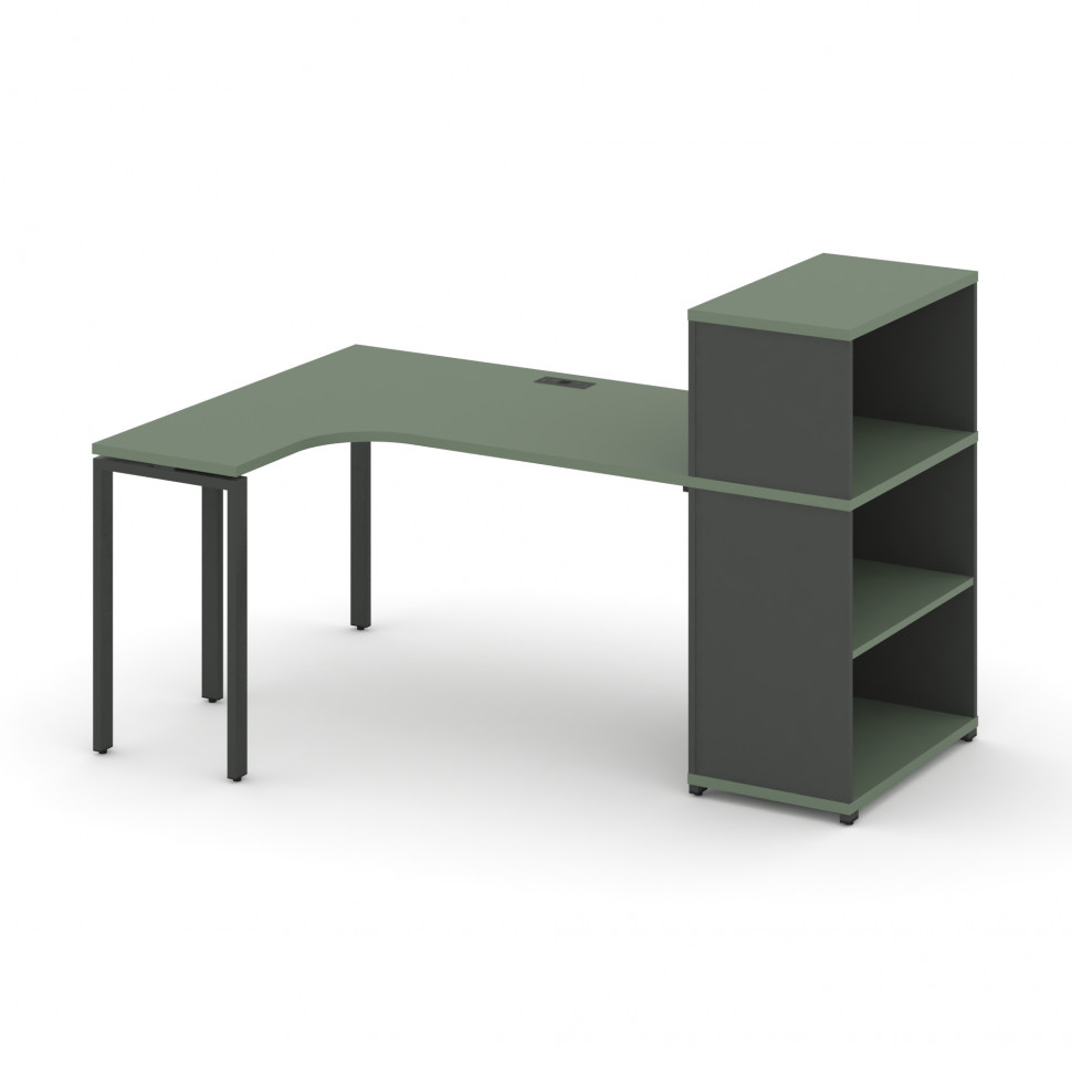 Concept Стол эргономичный с опорным стеллажом с надставкой низ. CN.SA-205(L) Кобо/Антрацит/Металл Ан