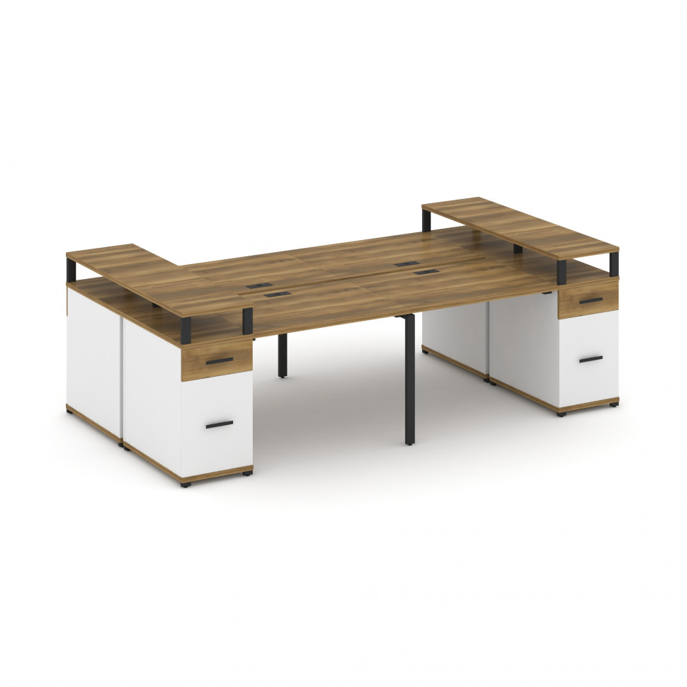 Concept Рабочая станция 4 места 2 опорными тумбами CN.DRS-445 B Сандал Янтарный/Белый Бриллиант/Мета Concept Рабочая станция 4 места 2 опорными тумбами CN.DRS-445 B Сандал Янтарный/Белый Бриллиант/Мета