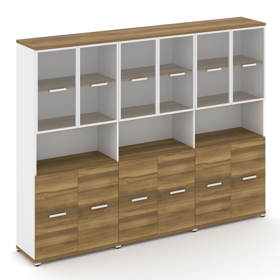 Concept Шкаф 3 широкие секции, 5 ниш CN.STS-533 RPW W Сандал Янтарный/Белый Бриллиант/Металл Белый/П