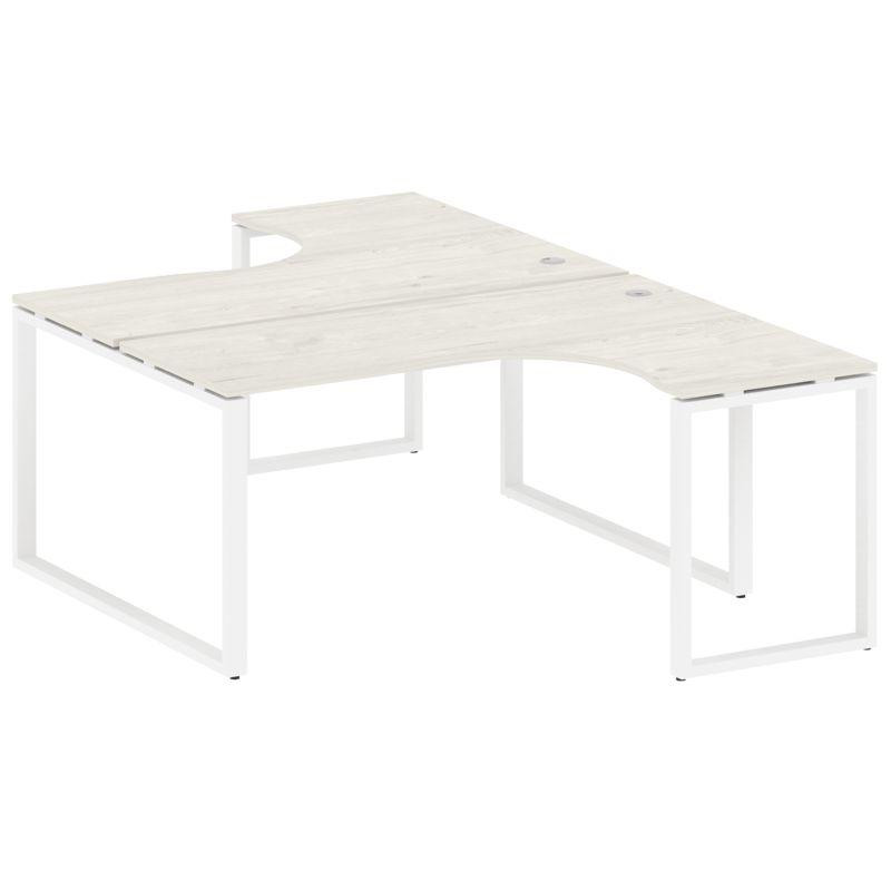 Metal System Рабочая станция криволинейная на О-образном м/к БО.РАС-СА-2.4 Дуб Наварра/Металл Белый