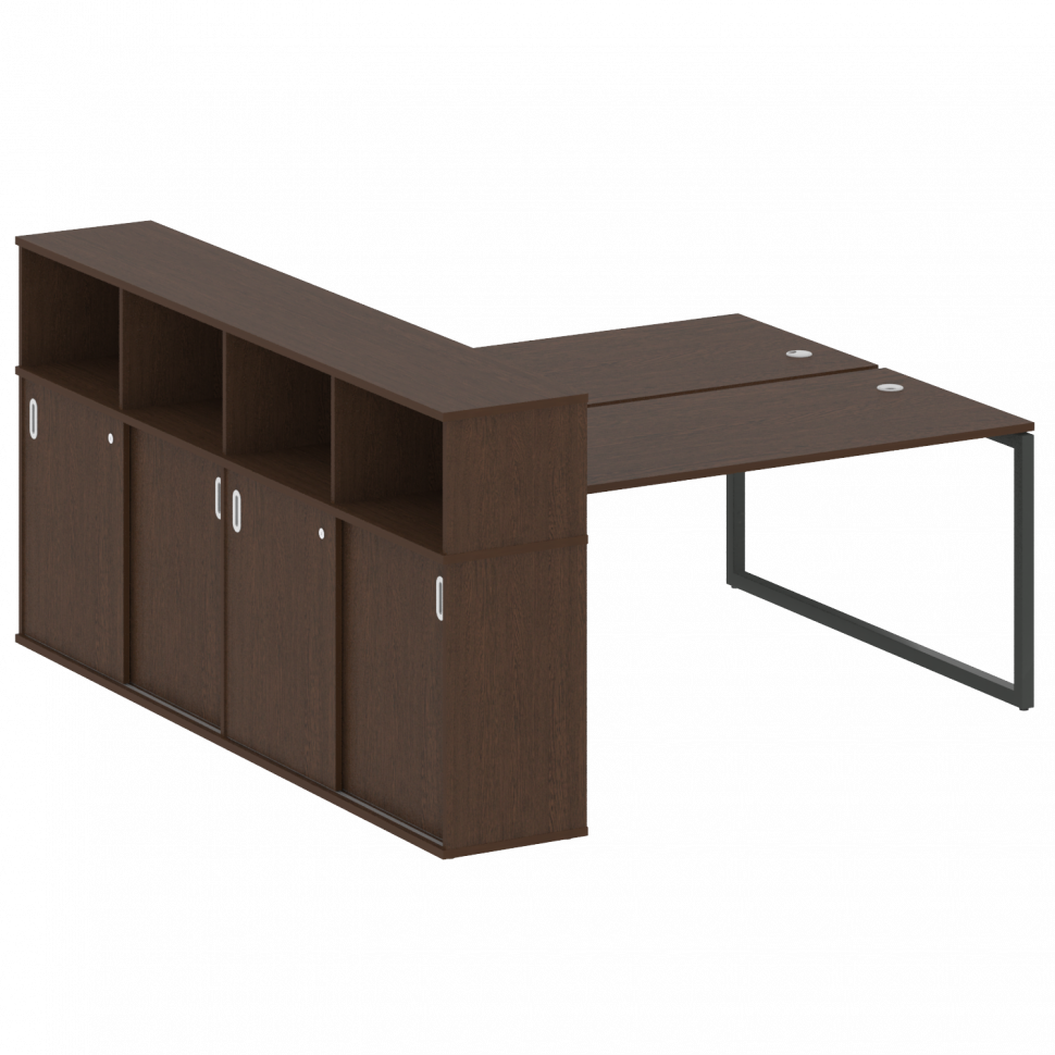 Metal System Quattro Рабочая станция с шкафом-купе на О-образном м/к 40БО.РС-СШК-4.4 Т Венге Цаво/Ме