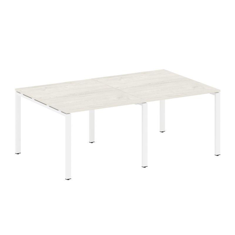 Metal System Переговорный стол (2 столешницы) на П-образном м/к БП.ПРГ-2.1 Дуб Наварра/Металл Белый