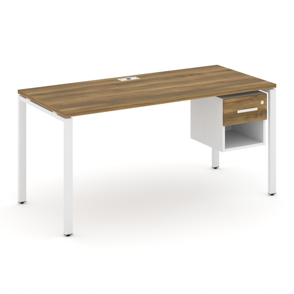 Concept Стол рабочий с подвесной тумбой 1 открытой нишей и одним ящ. CN.SP-120 W Сандал Янтарный/Бел