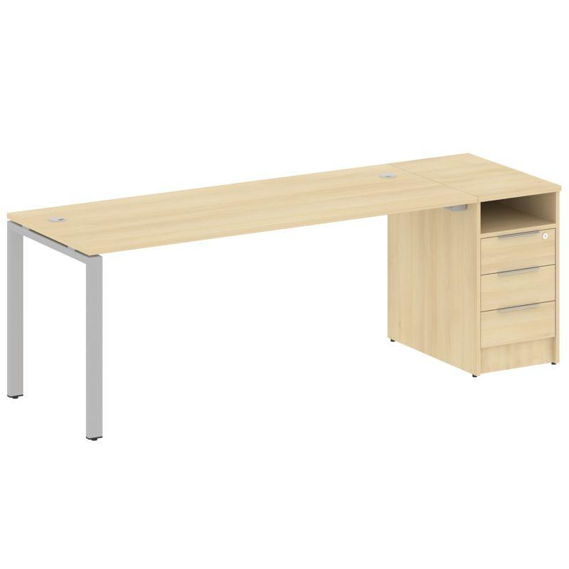 Metal System Рабочая станция с тумбой на П-образном м/к БП.РС-СТП-1.5 Акация Лорка/Металл Серый 2212