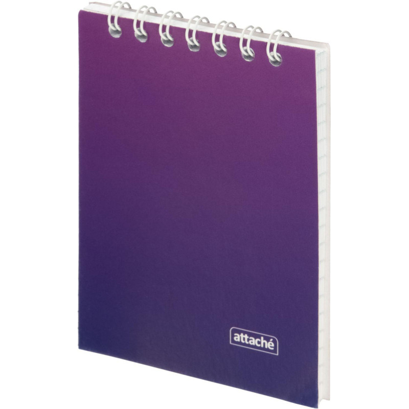 Блокнот А7 40л Attache Градиент Фиолет клетка, 65г, греб, УФ-лак