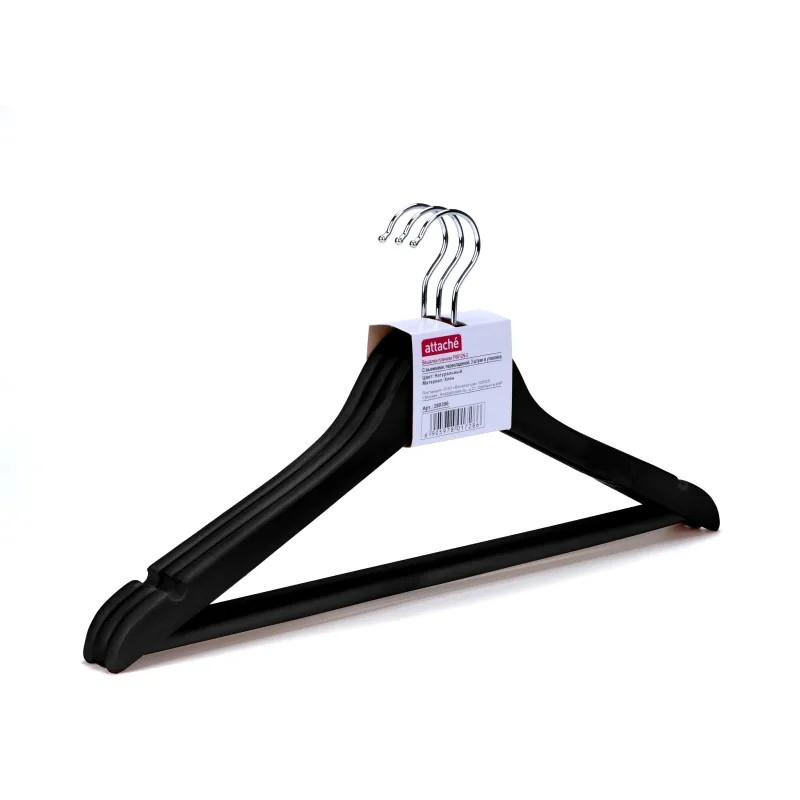 Вешалка-плечики Jas_ Attache F6612NM-B3 плк.выем, перекл.черн.3 шт/уп