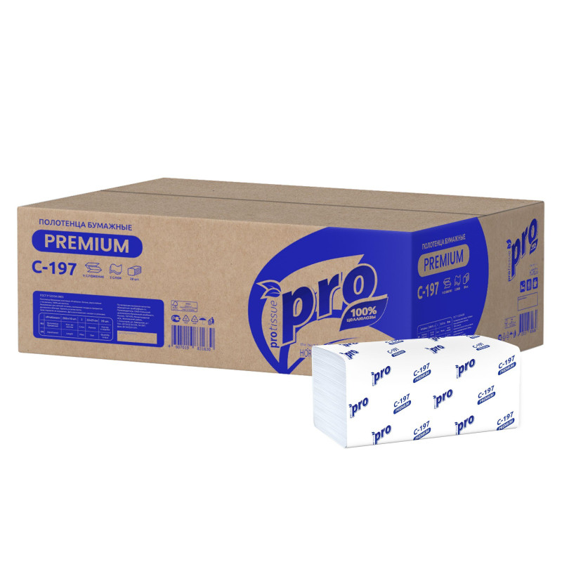 Полотенца бумажные д/держ.PRO 2сл 200л/пач 20пач/кор V-слож.C197