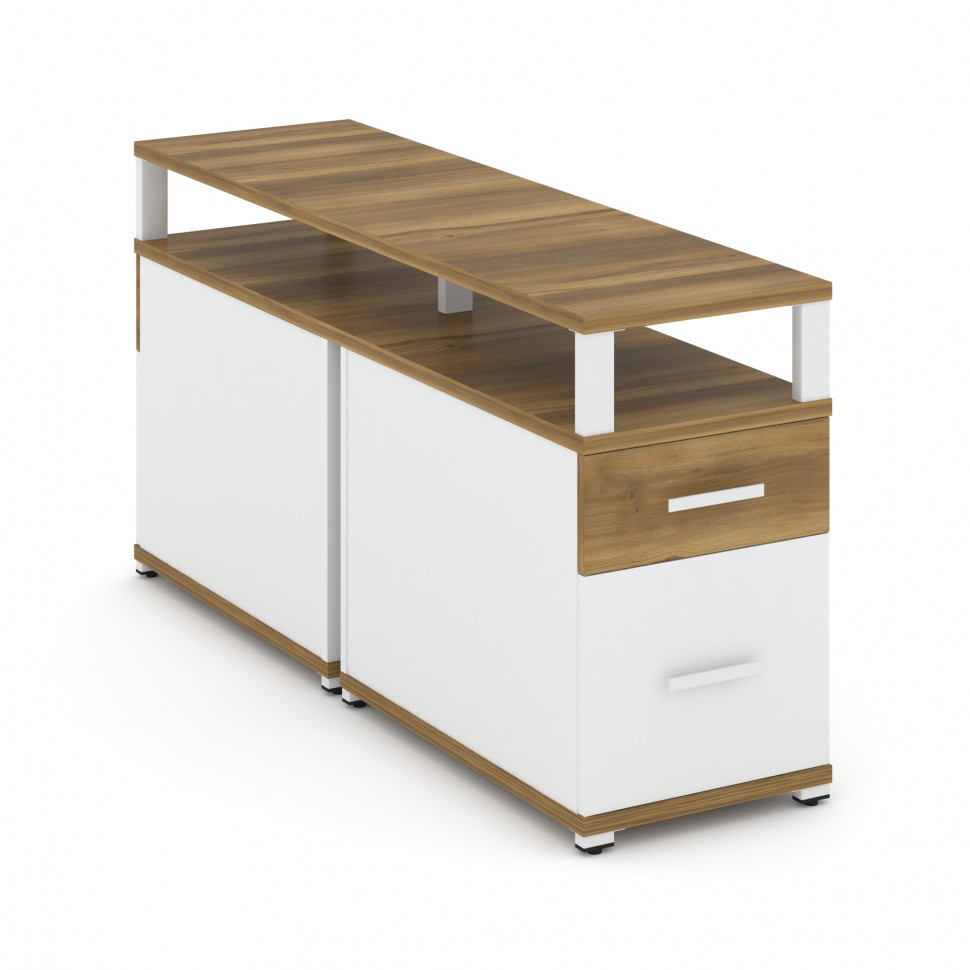 Concept Тумба двухсторонняя приставная 1 ящ.+1 распаш. фасад с надставкой. CN.DTGP-002 W Сандал Янта