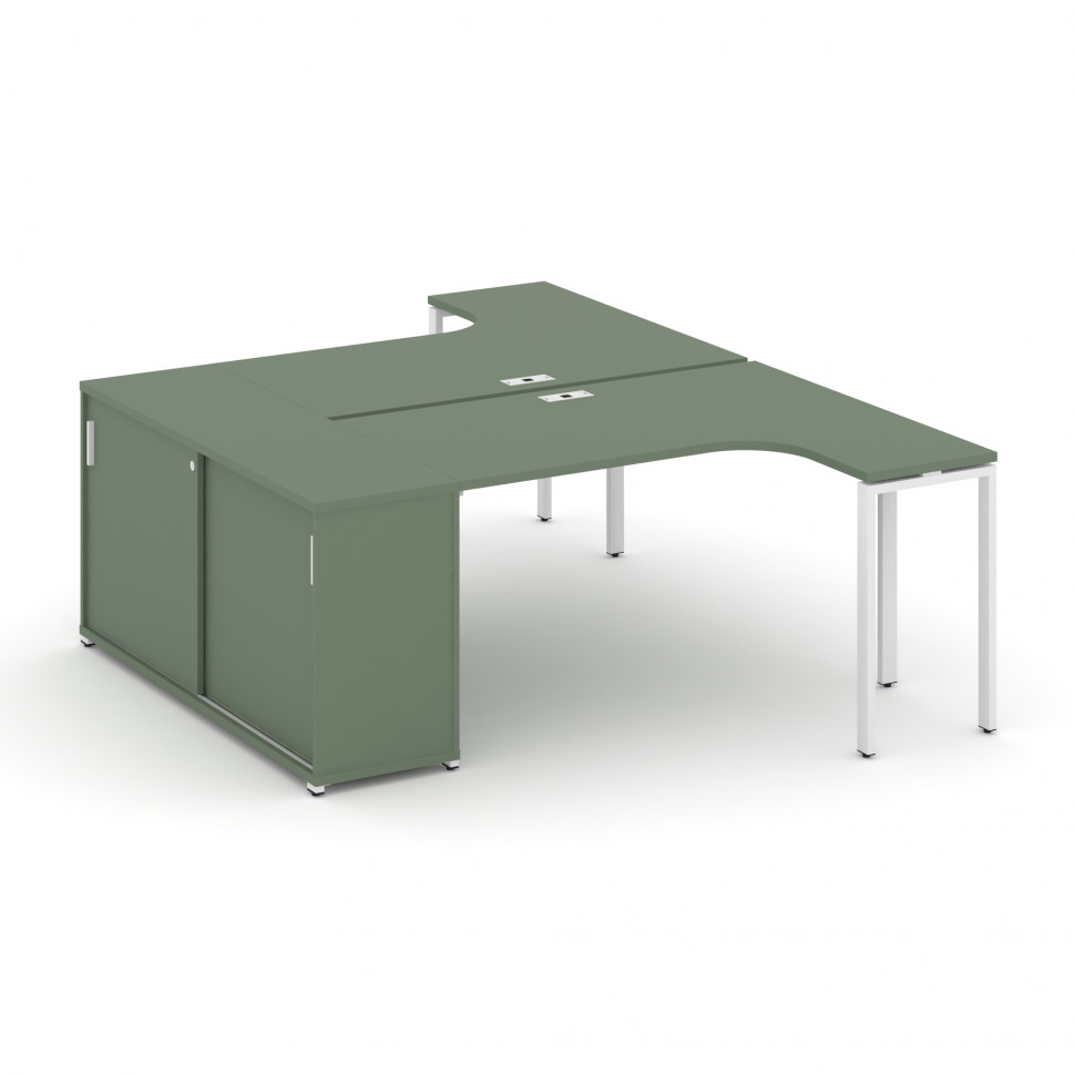 Concept Рабочая станция с опорным шкафом-купе CN.DSA-217 W Кобо/Металл Белый 1800*1480*750