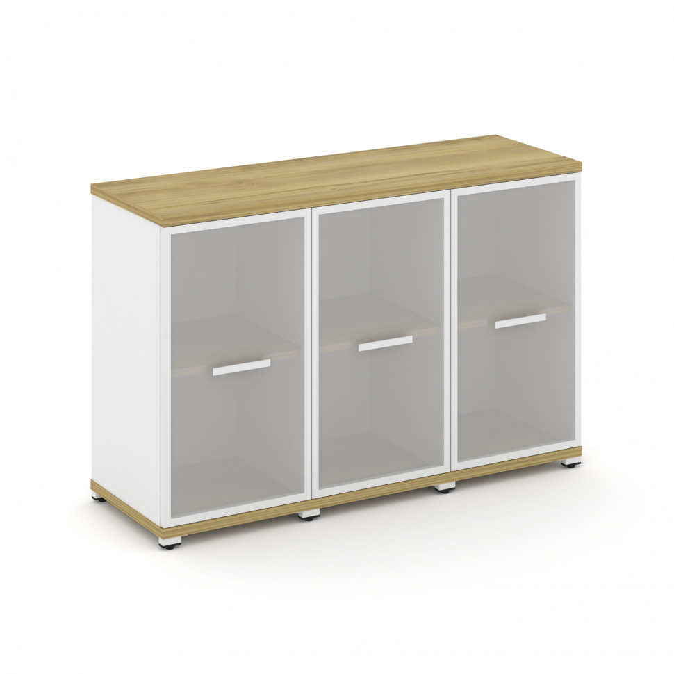 Concept Шкаф 3 узкие секции, 2 ниши CN.STU-233 RMW W Дуб Винченцо/Белый Бриллиант/Металл Белый/Сатин