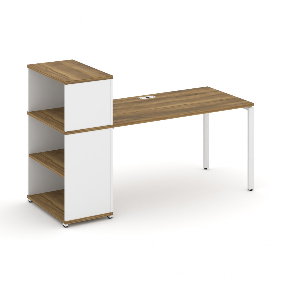 Concept Стол рабочий с опорным стеллажом с надставкой низ. CN.SP-211 Сандал Янтарный/Белый Бриллиант