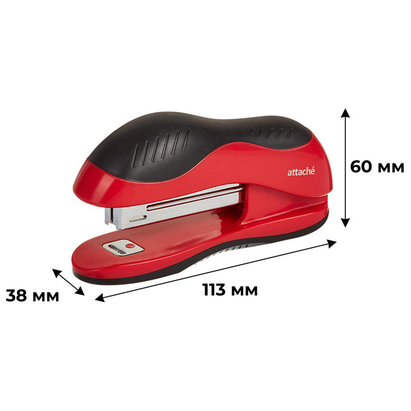 Степлер Attache leader до 15 листов, красный/черный, №10 антистеп