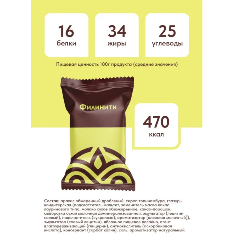 Конфеты Филинити глазированные ореховые с арахисом, б/сах 165г