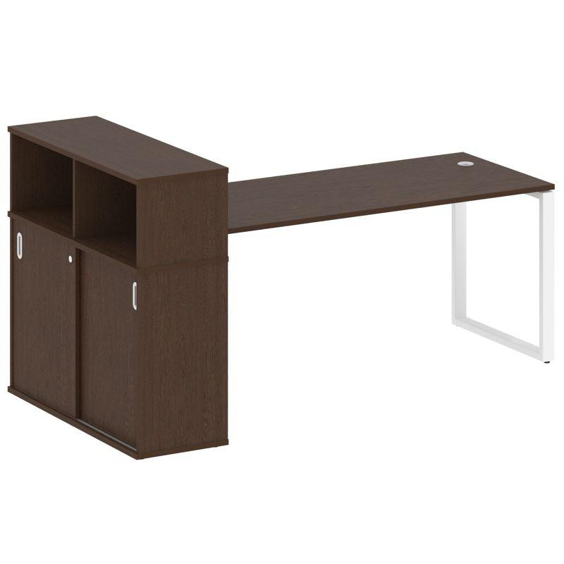 Metal System Стол письменный с шкафом-купе на О-образном м/к БО.РС-СШК-3.5 Т Венге Цаво/Металл Белый Metal System Стол письменный с шкафом-купе на О-образном м/к БО.РС-СШК-3.5 Т Венге Цаво/Металл Белый
