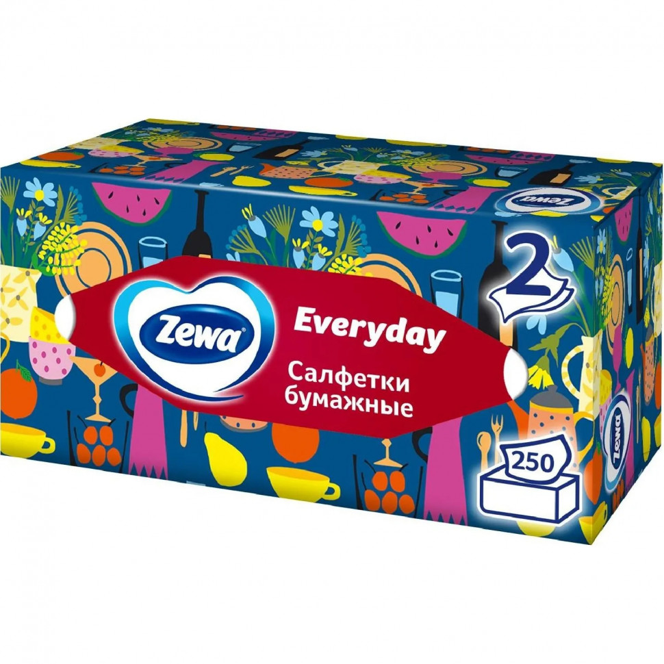 Салфетки косметические ZEWA Everyday 2-сл 250шт/уп 8679