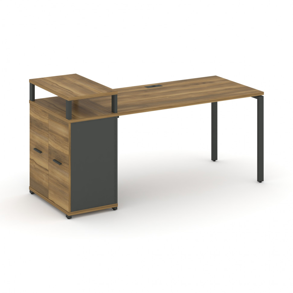 Concept Стол рабочий с опорным распаш. шкафом с верх. горизонтом  CN.SP-224 A Сандал Янтарный/Антрац