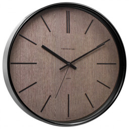 Часы настенные TROYKATIME (TROYKA) 77770743, круг, коричневые, черная рамка, 30,5х30,5х5 см