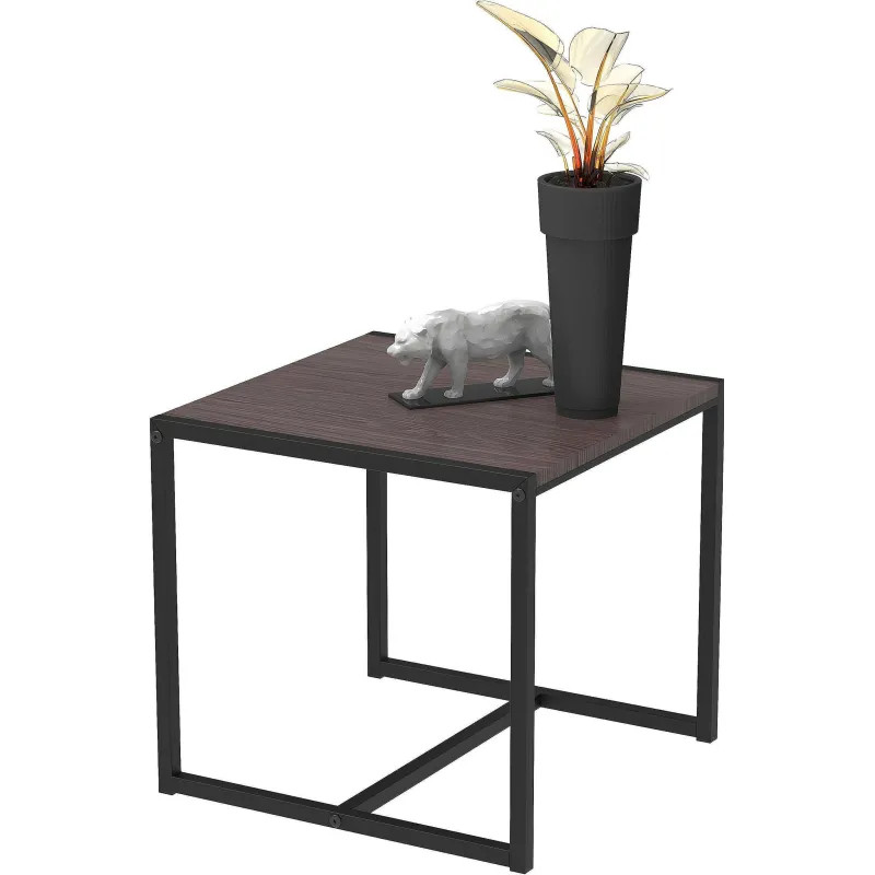 Стол журнальный TI_Комус Онега-3 490x490x455 мет чер/ЛДСП ясень анкор темн