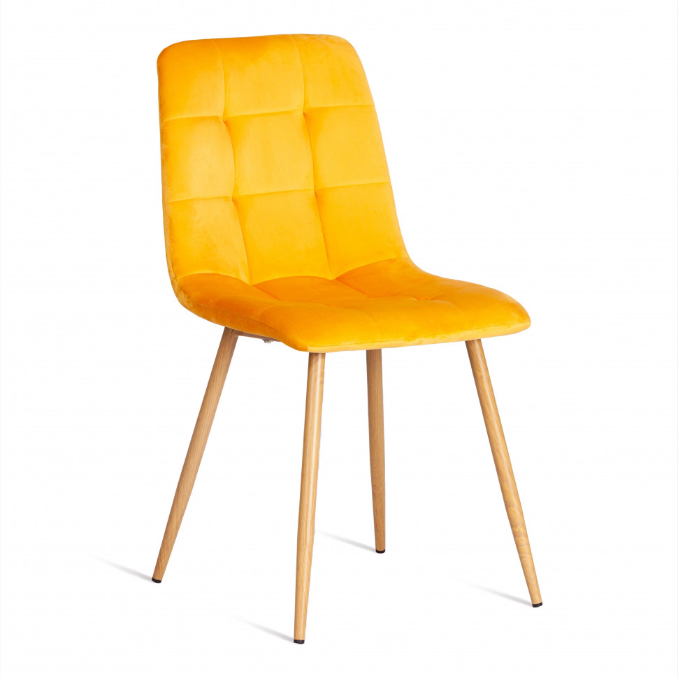 Стул CHILLY (mod. 7094-1) вельвет/металл, 44,5х52,5х86 см, yellow (желтый) HLR41 / натуральный