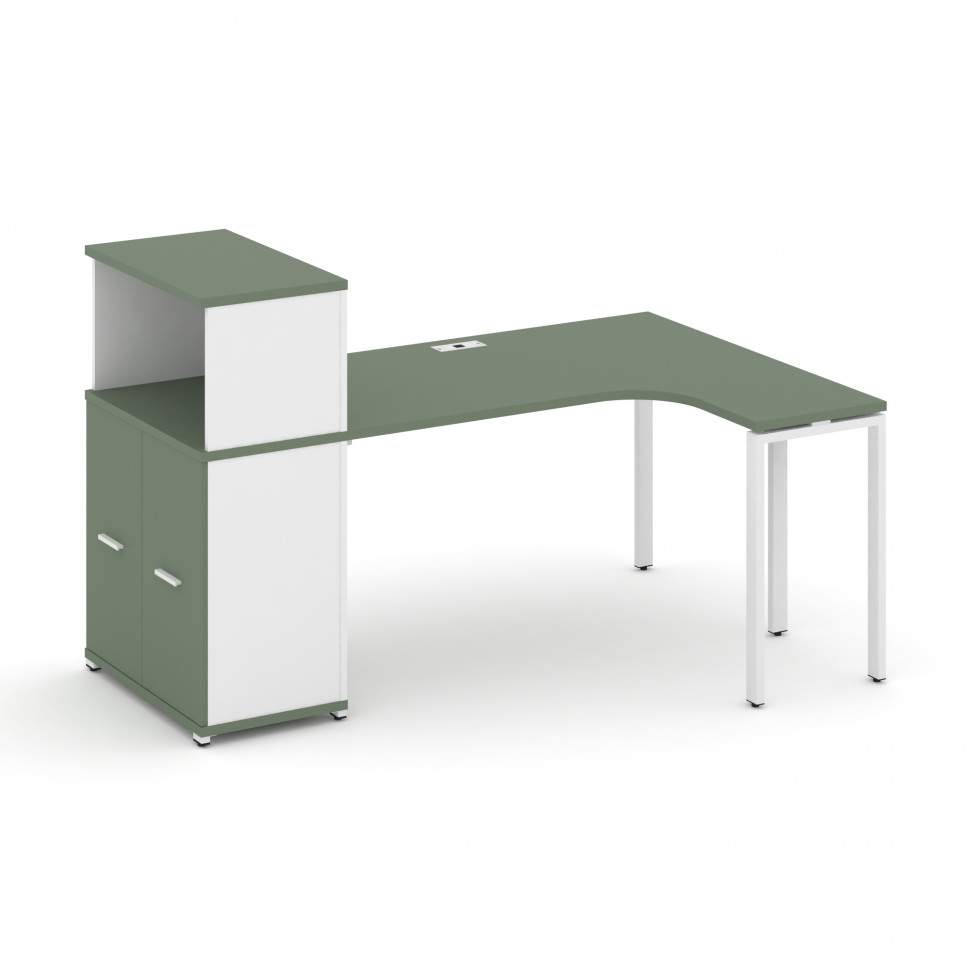 Concept Стол эргономичный с опорным распаш. шкафом с надставкой низ. CN.SA-213(R) W Кобо/Белый Брил Concept Стол эргономичный с опорным распаш. шкафом с надставкой низ. CN.SA-213(R) W Кобо/Белый Брил