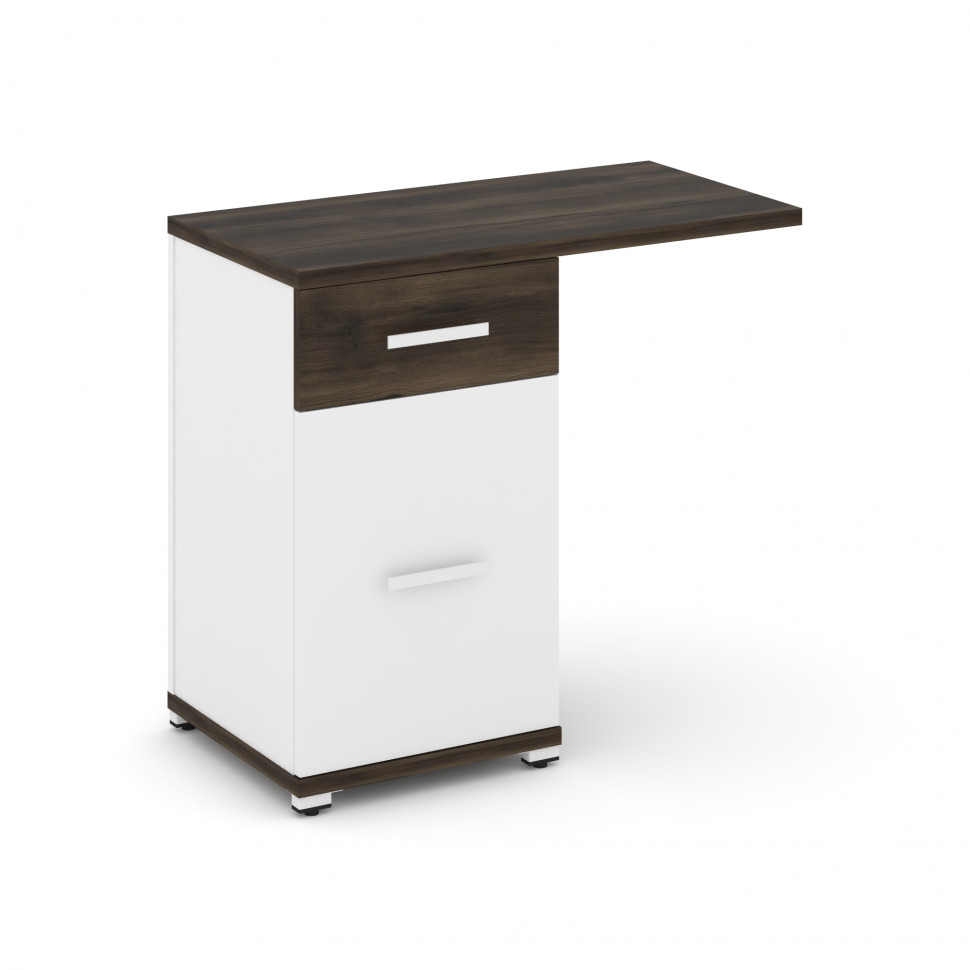 Concept Тумба приставная узкая 1 ящ.+1 распаш. фасад со свесом CN.TUS-003 W Дуб Мали/Белый Бриллиант