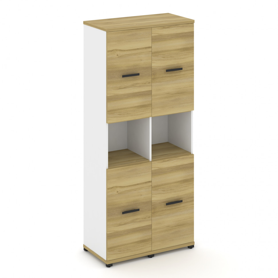 Concept Шкаф 2 узкие секции, 5 ниш CN.STU-523 B Дуб Винченцо/Белый Бриллиант/Металл Черный 836*420*1