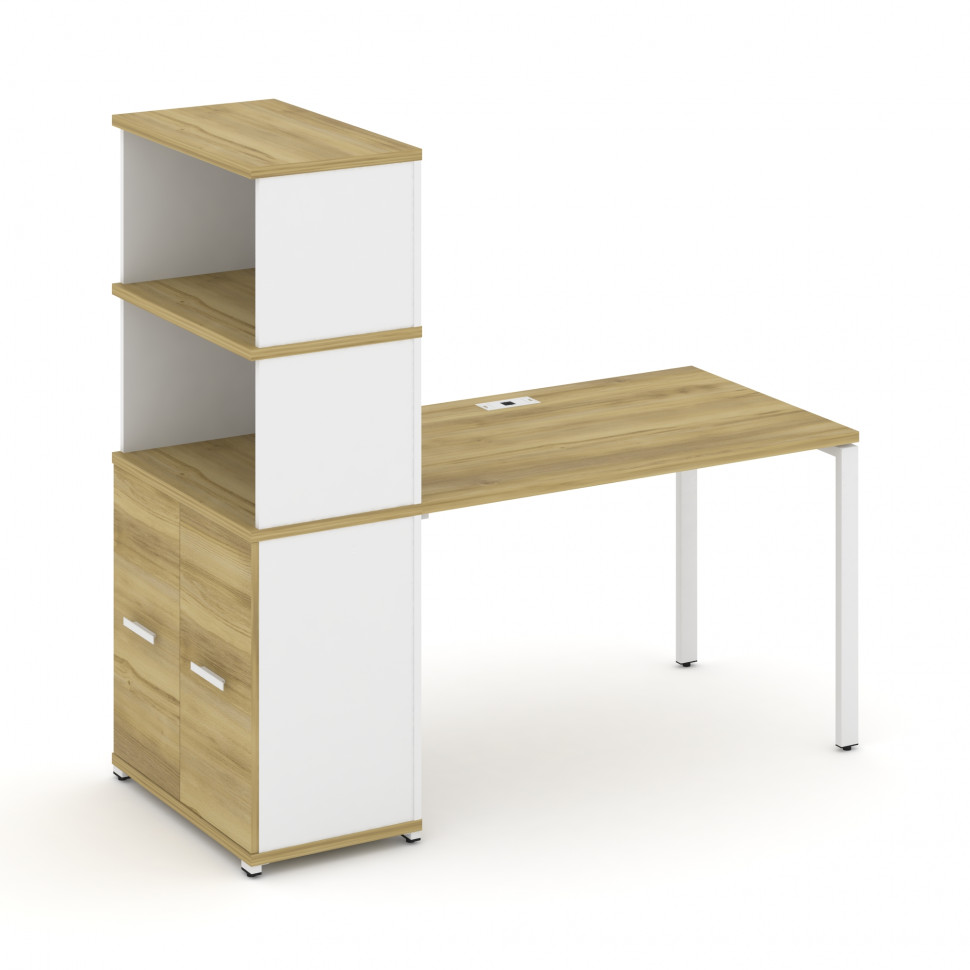 Concept Стол рабочий с опорным распаш. шкафом с надставкой выс. CN.SP-230 W Дуб Винченцо/Белый Брилл