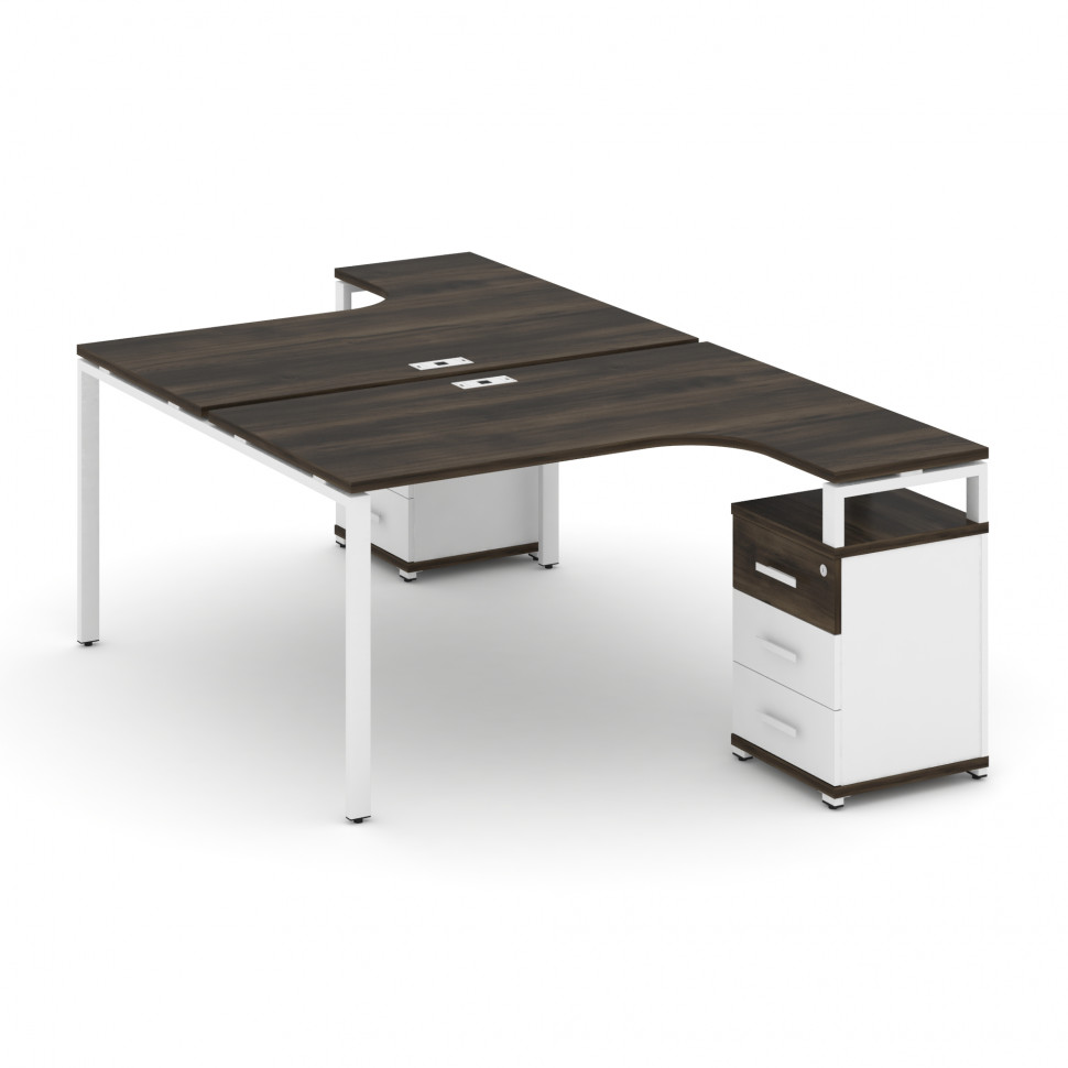 Concept Рабочая станция с 2 опорными тумбами CN.DSA-305 W Дуб Мали/Белый Бриллиант/Металл Белый 1380