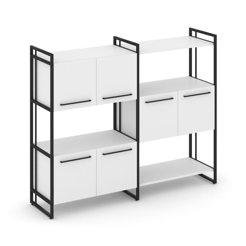 Rift Шкаф комбинированый RF.NS-004 Белый Бриллиант/Металл Черный/Черный Ручки 1576*396*1286