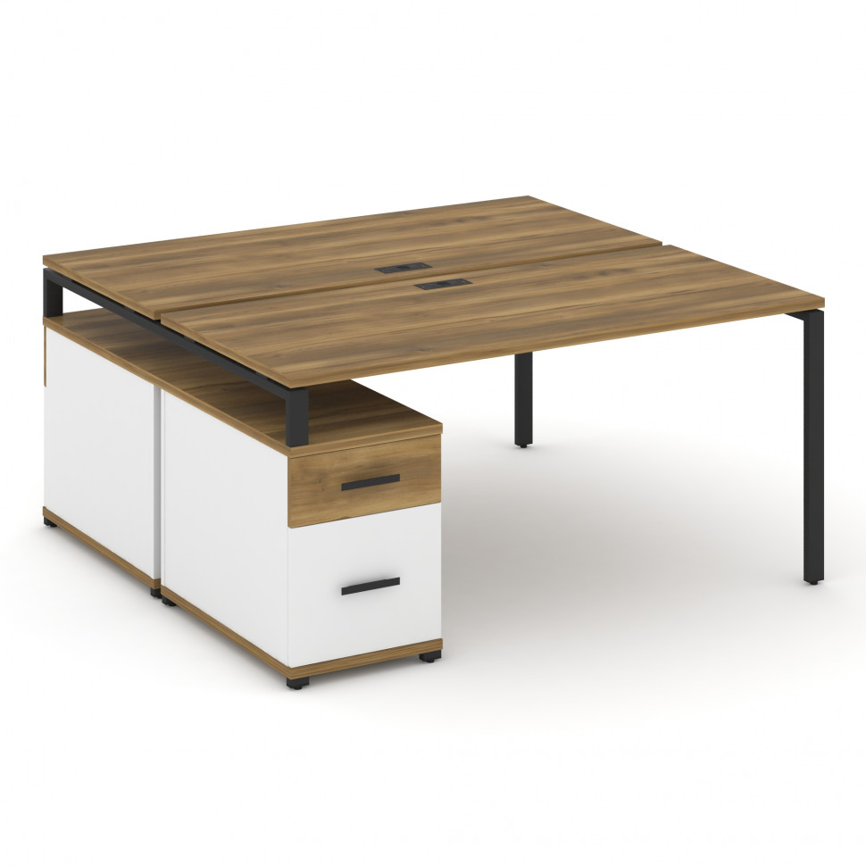 Concept Рабочая станция 2 места с двухсторонней опорной тумбой CN.DRS-308 B Сандал Янтарный/Белый Бр