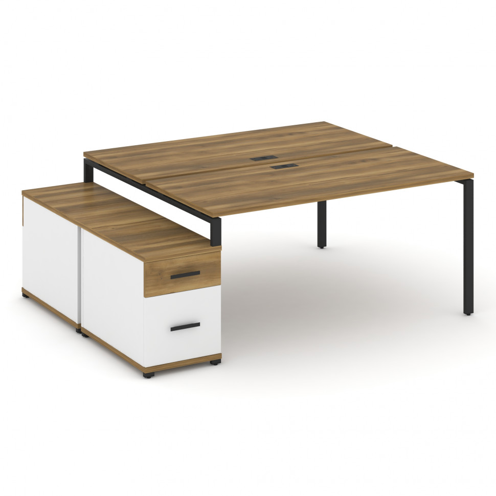 Concept Рабочая станция 2 места с двухсторонней опорной тумбой CN.DRS-308 B Сандал Янтарный/Белый Бр