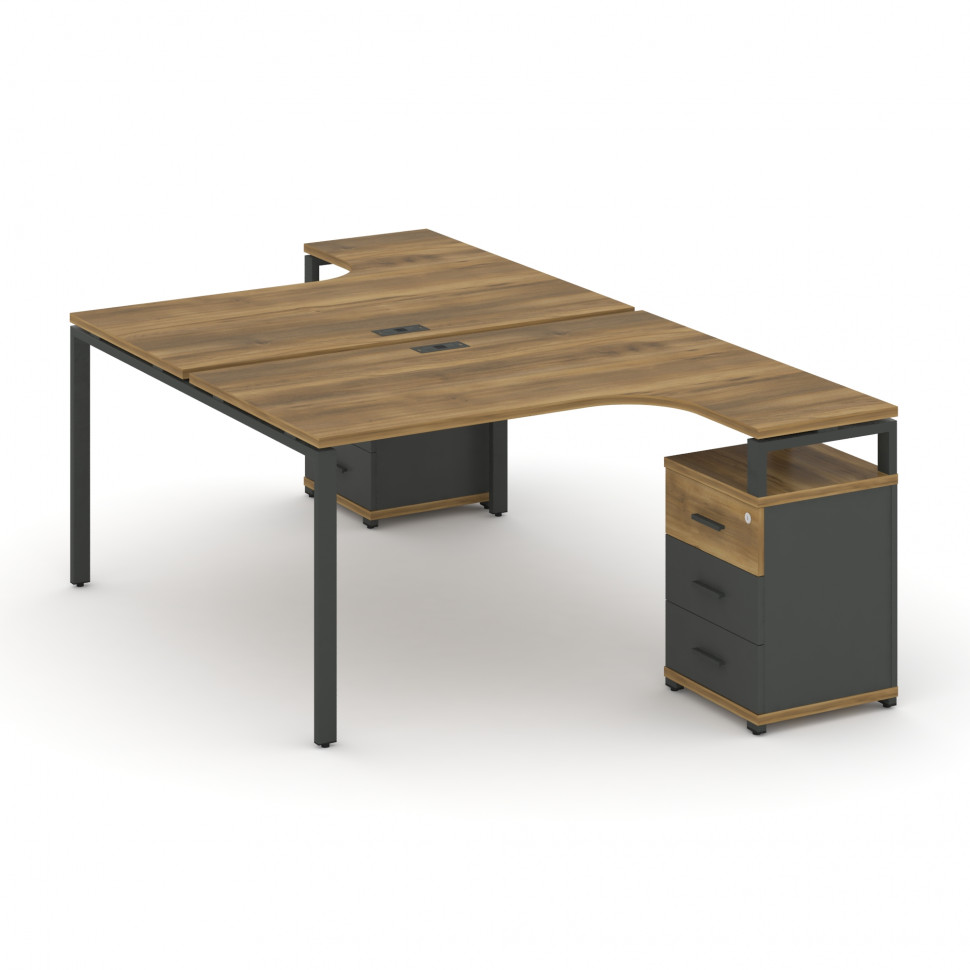 Concept Рабочая станция с 2 опорными тумбами CN.DSA-305 A Сандал Янтарный/Антрацит/Металл Антрацит 1