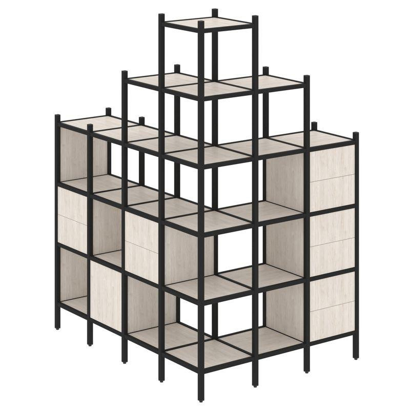 Loft Угловой внешний стеллаж наборный VR.L-56 Денвер Светлый/Металл Черный 1694*1278*2280 Loft Угловой внешний стеллаж наборный VR.L-56 Денвер Светлый/Металл Черный 1694*1278*2280