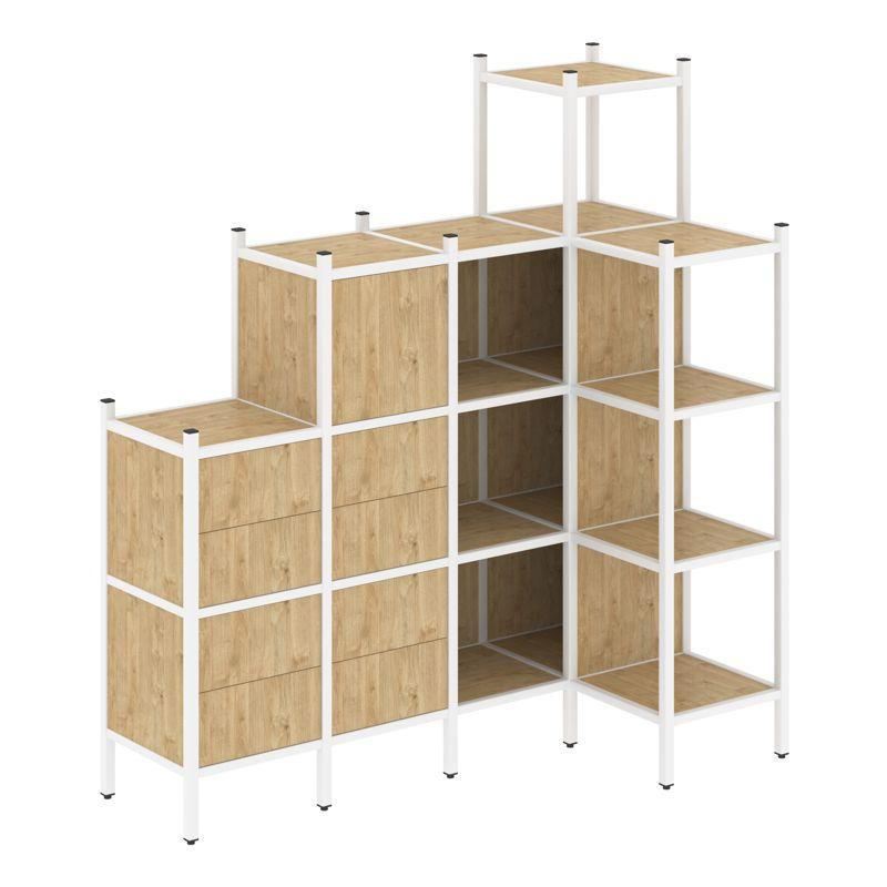 Loft Угловой внутренний стеллаж VR.L-48 Тиквуд Светлый/Металл Белый 1694*862*1869