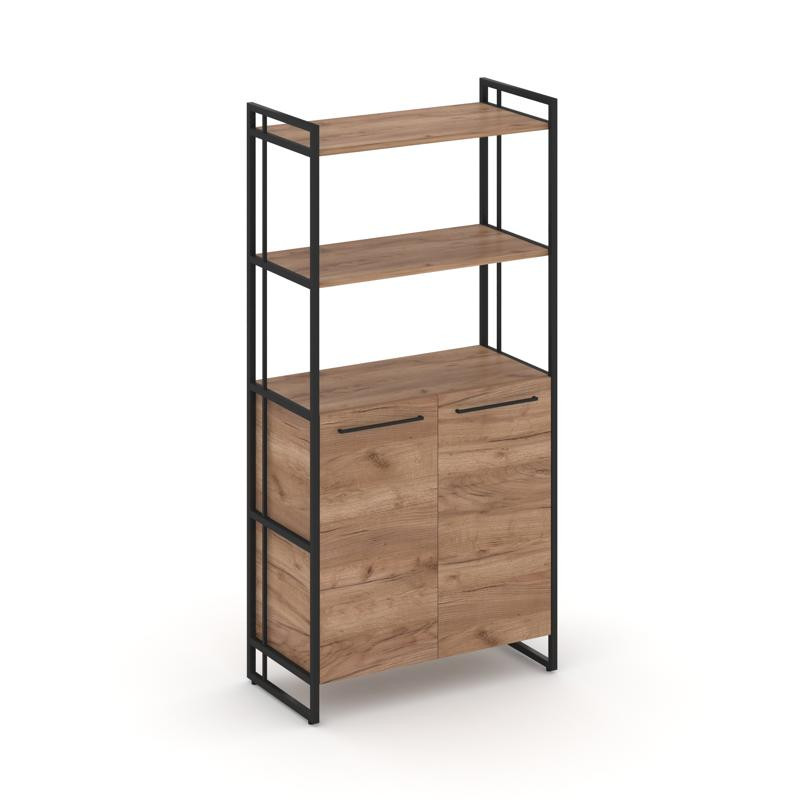 Rift Шкаф 4 ниши широкий RF.SS-44 Дуб Табак/Металл Черный/Черный Ручки 798*396*1648