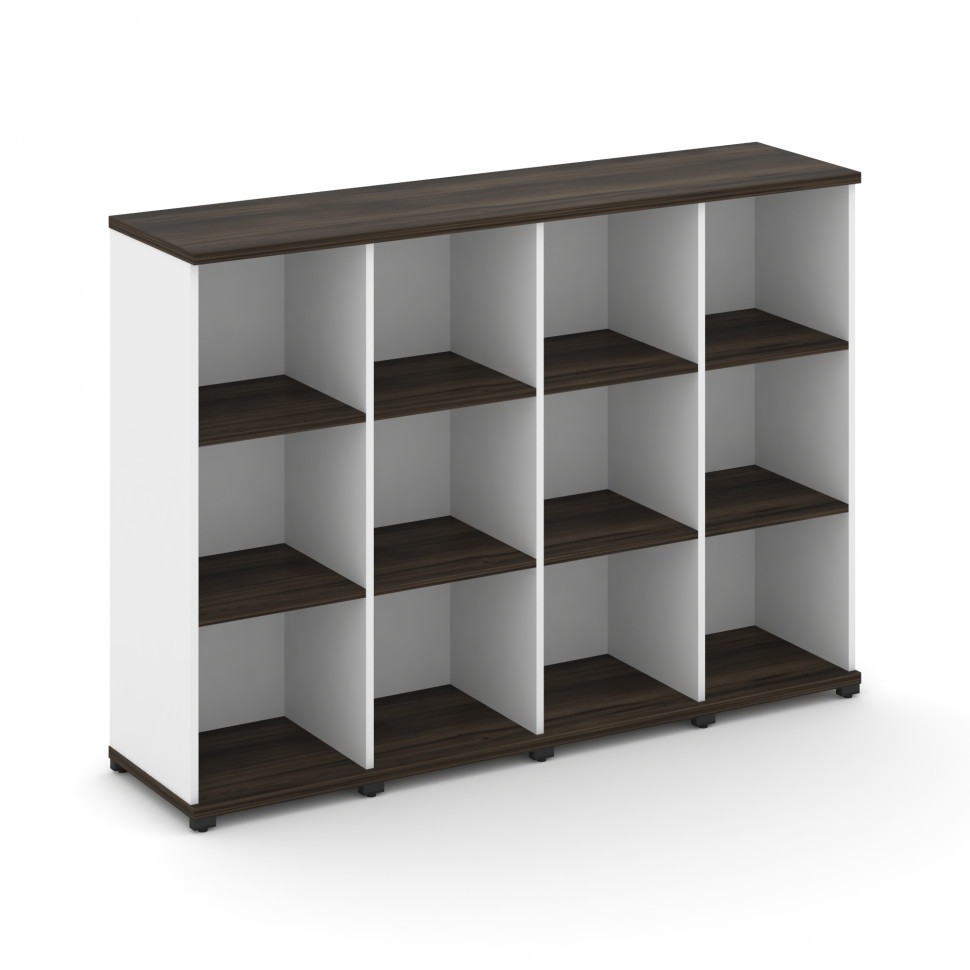 Concept Стеллаж 4 узкие секции, 3 ниши CN.STU-340 Дуб Мали/Белый Бриллиант/Металл Черный 1668*420*11