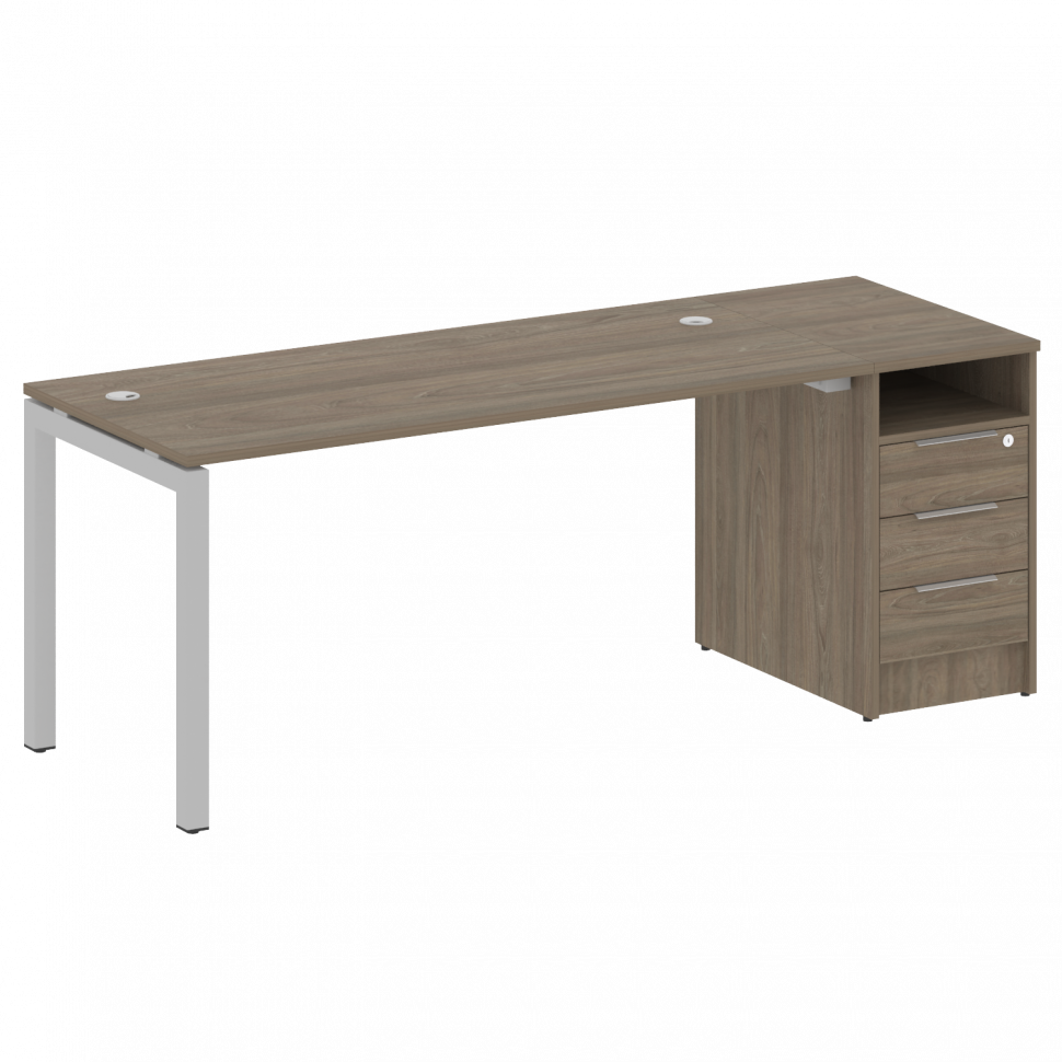 Metal System Quattro Рабочая станция с тумбой на П-образном м/к 50БП.РС-СТП-1.4 Вяз Благородный/Мета Metal System Quattro Рабочая станция с тумбой на П-образном м/к 50БП.РС-СТП-1.4 Вяз Благородный/Мета