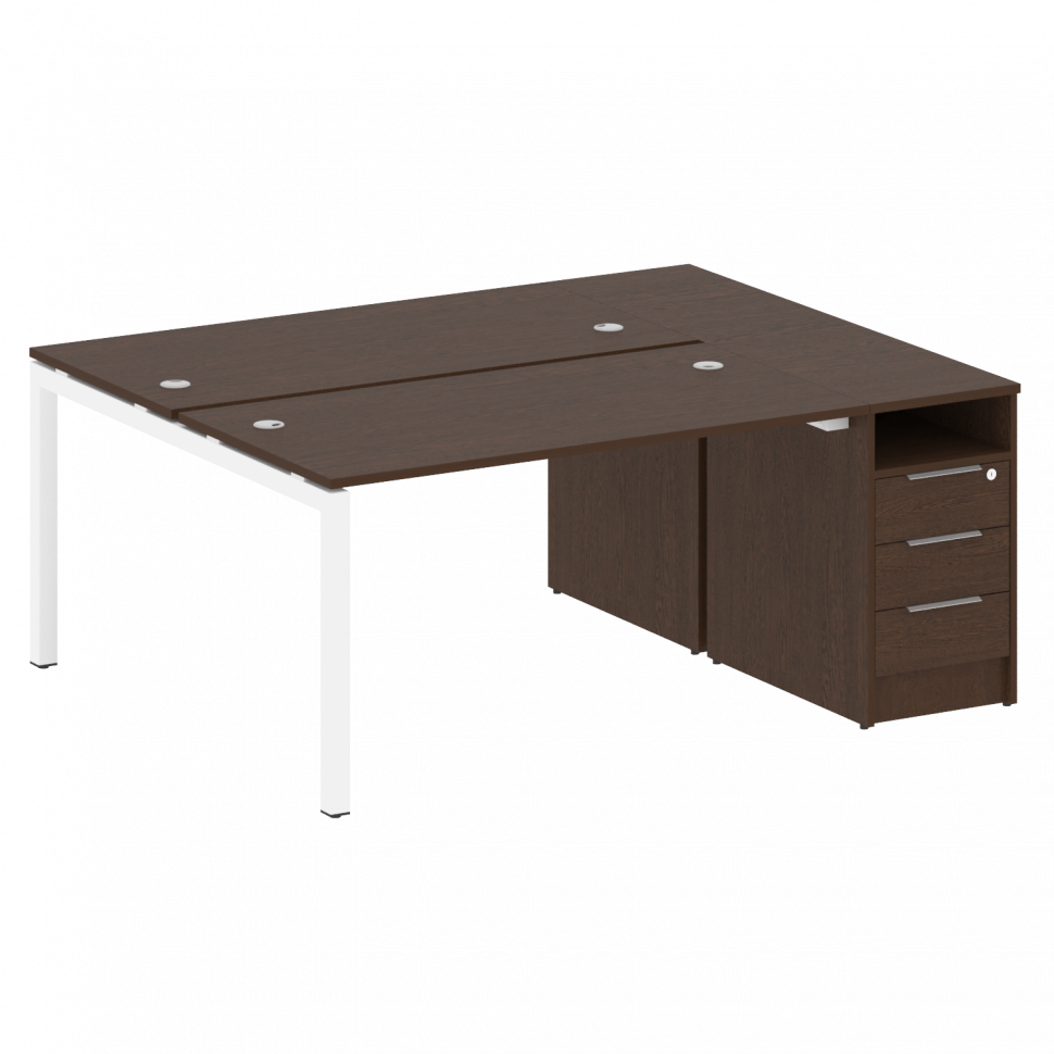 Metal System Quattro Рабочая станция с тумбой на П-образном м/к 50БП.РС-СТП-2.3 Венге Цаво/Металл Бе