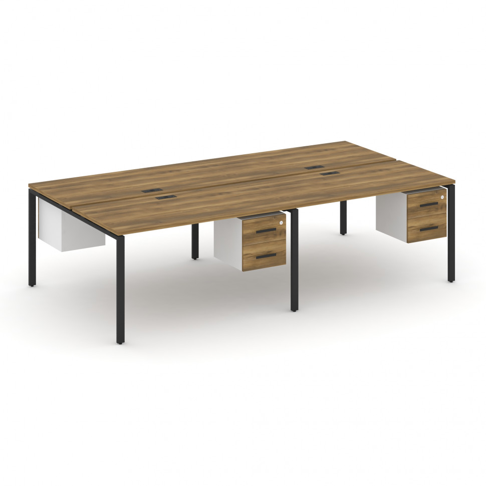 Concept Рабочая станция двухсторонняя с подвесными тумбами на 4 места CN.DRS-135 B Сандал Янтарный/Б