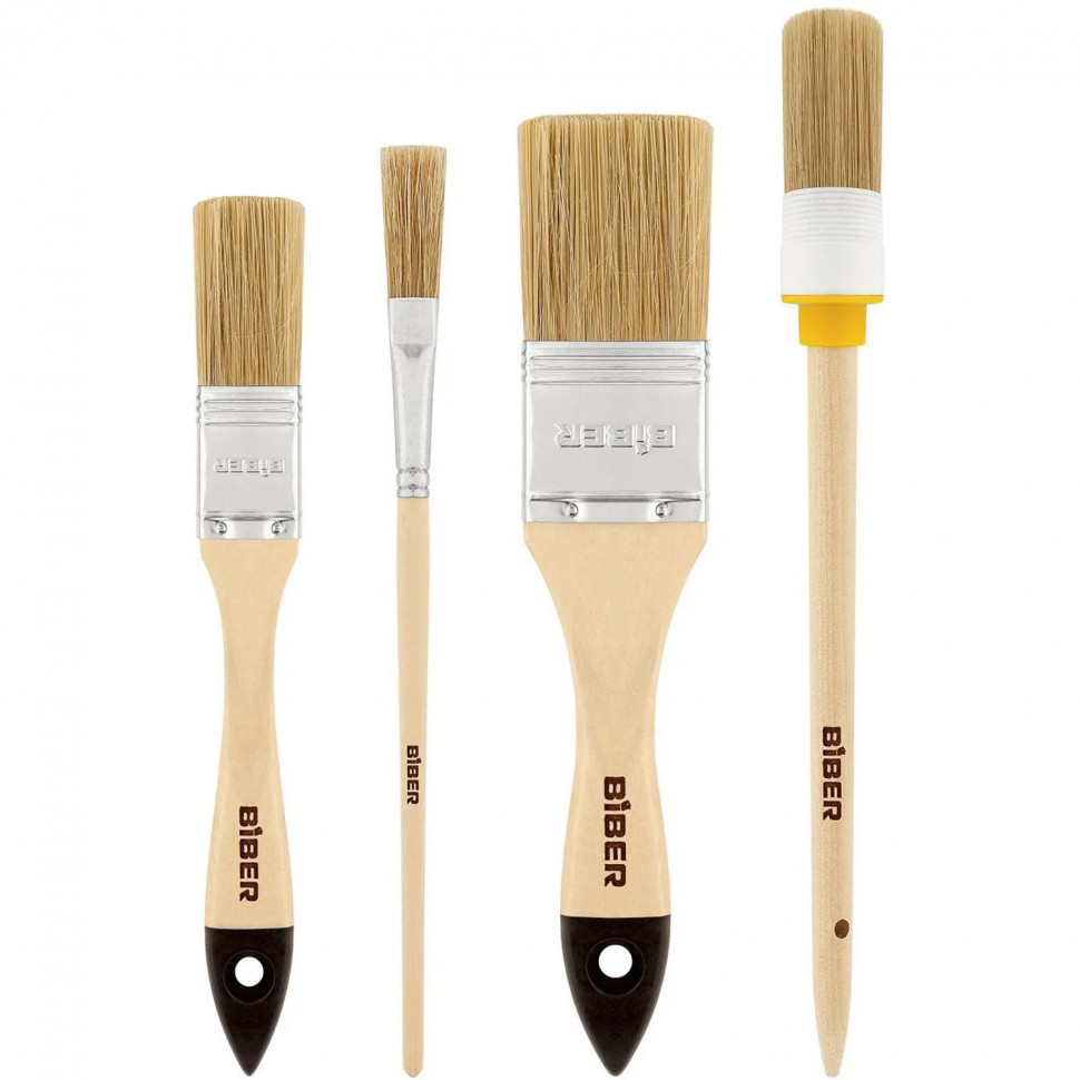 Набор кистей БИБЕР 31402 натуральная щетина, 4 штуки СПб