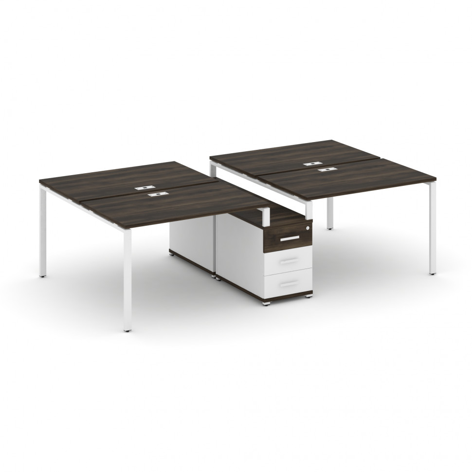 Concept Рабочая станция 4 места с двухсторонней опорной тумбой CN.DRS-310 W Дуб Мали/Белый Бриллиант