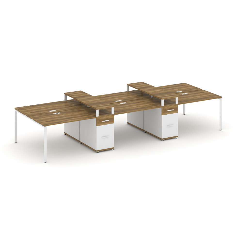 Concept Рабочая станция 6 мест с 2 опорными тумбами CN.DRS-470 W Сандал Янтарный/Белый Бриллиант/Мет