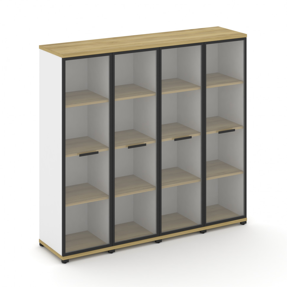 Concept Шкаф 4 узкие секции, 4 ниши CN.STU-446 RPB B Дуб Винченцо/Белый Бриллиант/Металл Черный/Проз