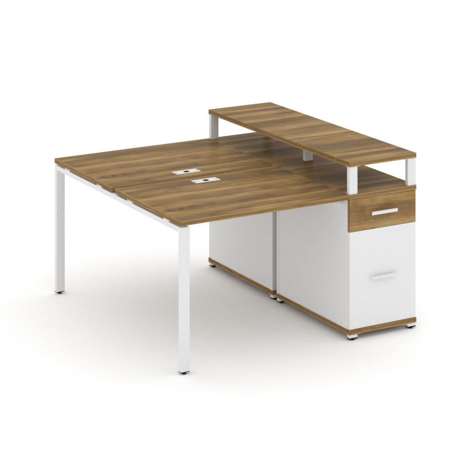 Concept Рабочая станция с 1 опорной тумбой CN.DRS-413 W Сандал Янтарный/Белый Бриллиант/Металл Белый